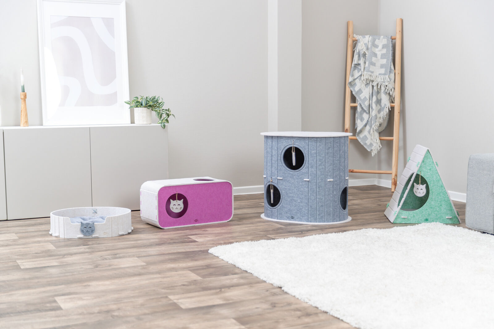 Лежак для кошки Вигвам, фетр п/э, песочно-зелёный