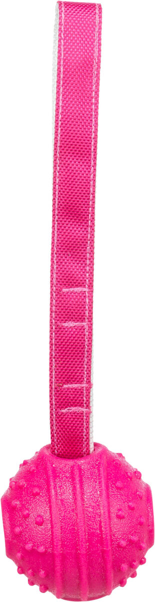 Игрушка для собак Мяч на ремне, суперпрочный, ТПР, розовый