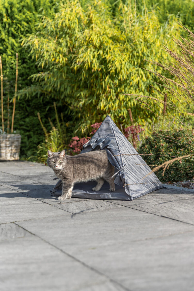 Домик для кошки Палатка, п/э, серый