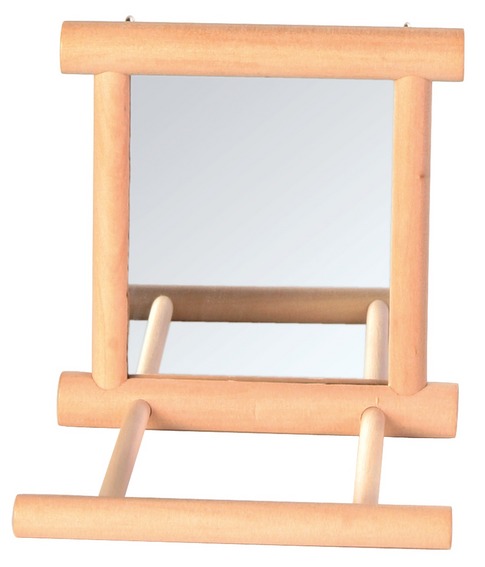 Зеркало с деревянной рамкой с жёрдочкой